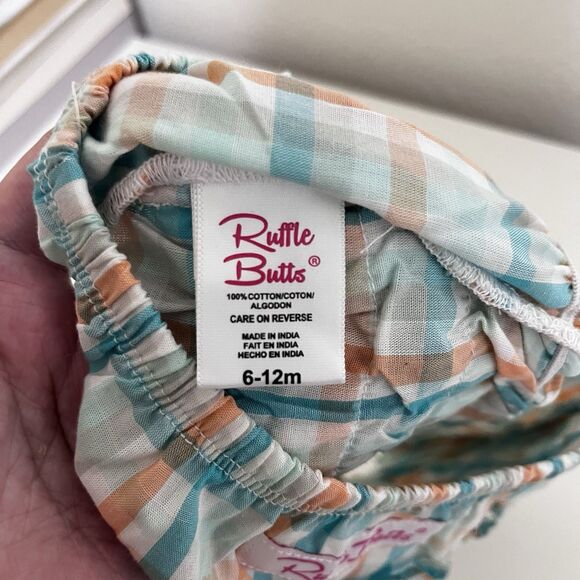 RuffleButts Presley Plaid Ruffled Bloomers Diaper Cover Girls Size 6-12 Months - Picture 9 of 10
